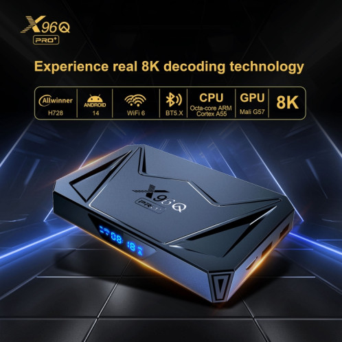 Décodeur Internet X96Q Pro+ Cortex-A55 Android 14 Octa-core CPU 4K HD, RAM : 4 Go + 32 Go () SH802A816-011